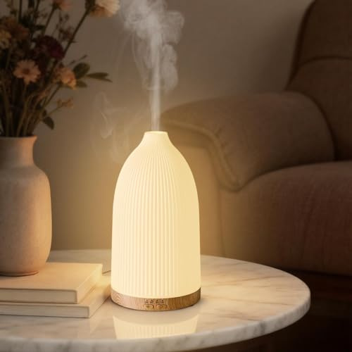 SALKING Essential Oil Diffuser, 100ml Aromatherapy Diffusers with Adjustable Mist Mode Timer Setting, Ultrasonic Cool Mist Humidifier for Essential Oils with 8 LED Colour Light, for Office Home