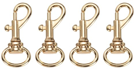 PATIKIL Swivel Eye Bolt Snap Hook 4pcs Single Ended Flag Bolt Snap Clips Metal Hook Trigger Clips for Key Chain Diving Pet Leash Clothes Line, Light Gold