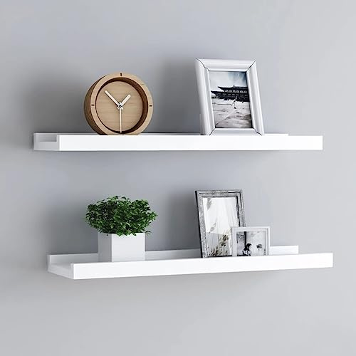 Owoxanthellate Wandregal Set aus MDF in Weiß 60 x 9 x 3 cm U Form Bilderleiste platzsparend Modernes clean Design für Schlafzimmer Wohnzimmer Flur
