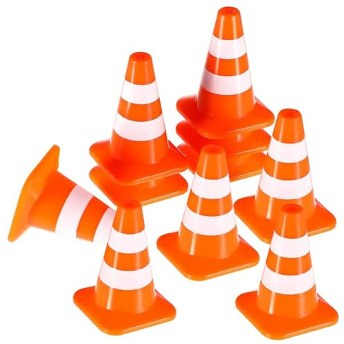 Generchin Mini-Verkehrskegel, 10 Stück, Miniatur-Straßenkegel, Baukegel, Kinder-Verkehrskegel-Set, Verkehrszeichen, Spielzeug