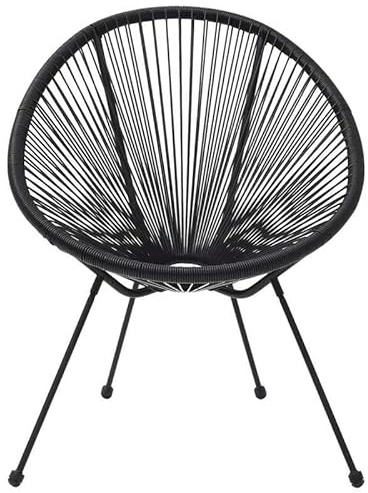 Eleganz 2er-Set Gartenstühle aus rundem PVC-Rattan & pulverbeschichtetem Stahl - langlebige Moon-Gartenstühle für Terrasse, Balkon oder Garten - Schwarze Rattansessel