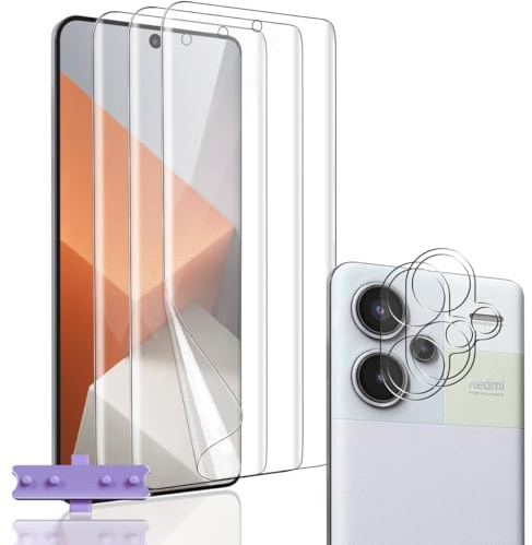 Rnnmeeko TPU Protector de Pantalla para Xiaomi Redmi Note 13 Pro Plus 5G | HD Protector Pantalla 3 Pack y 2 Pack Protector de Lente de Cámara, Anti-Arañazo Sin Burbujas Película Protectora Film