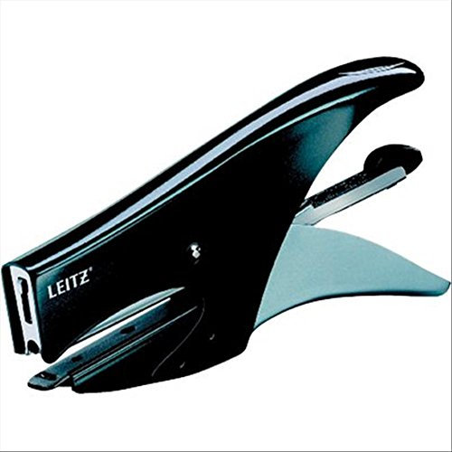 Leitz Cucitrice a Pinza, Capacità fino a 15 Fogli, Nero, Design Ergonomico in Metallo, Caricamento Posteriore, Include Punti P1 (No. 8), 55470094