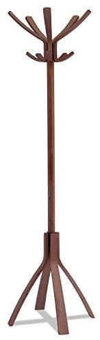 Porte Manteau sur Pied - Bois - 10 Patères - Base Stable Lestée - Montage Facile – Tête Rotative – Grande Capacité et Support - Marron - Idéal Bureau et Entrée Maison - ALBA