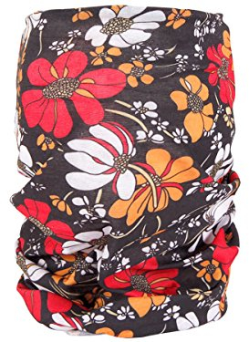 Alsino Multifunktionstuch Schlauchtuch Halstuch Multischal Multiscarf, Variante wählen:MF-157 Blumen schwarz rot