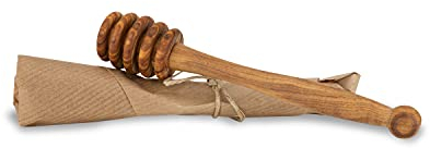 ARISTOS Original griechischer Honiglöffel aus echtem Olivenholz in veredeltem Design – traditioneller Holzlöffel für Honig aus Kreta in Griechenland mit einer Länge von ca 13-16 cm