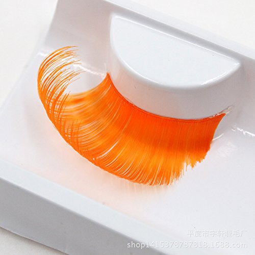 JYtop® Faux cils de maquillage pour femme, sexy et amusant pour une soirée, faux cils longs et épais en plume, faits à la main, réutilisables Orange