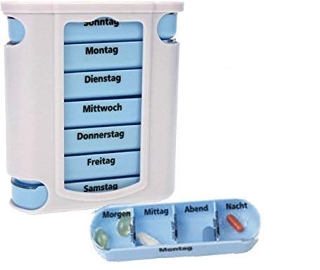 Osma 4 Stück Pillenbox 13x11x4 cm Wocheneinteilung mit 4 Fächern