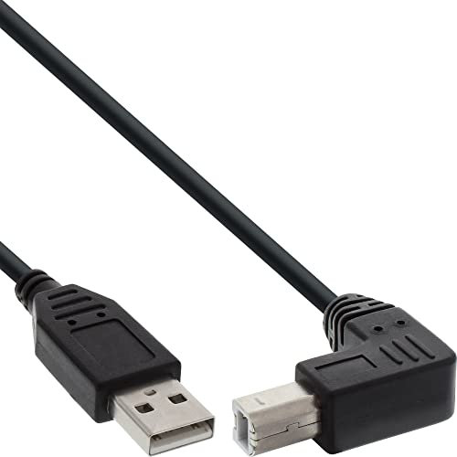 InLine 34503U USB 2.0 Kabel, A an B, unten abgewinkelt, schwarz, 0,3m
