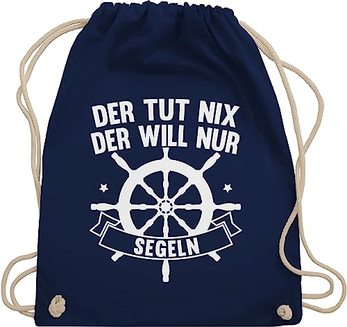 Turnbeutel Rucksack - Sprüche Statement mit Spruch - Der tut nix der will nur segeln - Unisize - Navy Blau - geschenke für segler kinderturnbeutel sprueche segel beutel geschenk