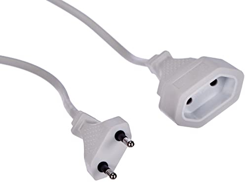 Electraline 900009CBB Cable alargador con Toma y Enchufe Europea Blanco, 3 MT