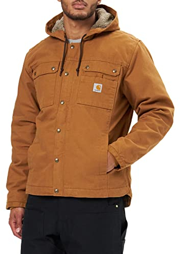 Carhartt, Herren, Lockere Arbeitsjacke aus ausgewaschenem Segelleinen mit Sherpa-Futter, Carhartt® Braun, L