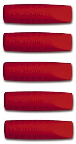 Faber-Castell Grip 2001 Radiergummi-Bleistiftkappe, 5 Stück, rot