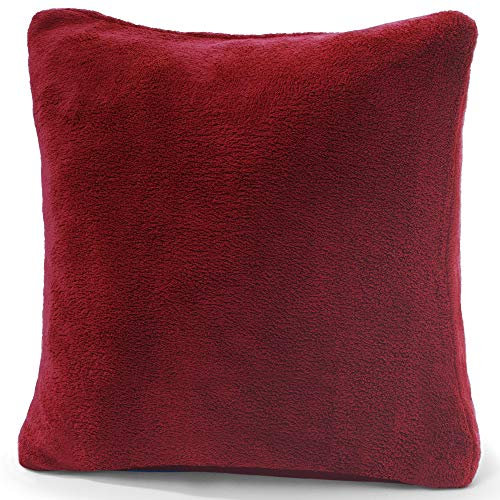CelinaTex Xanio Dekokissen mit Innenkissen 60 x 60 cm Bordeaux Coral-Fleece Sofakissen Mikrofaser Kuschelkissen