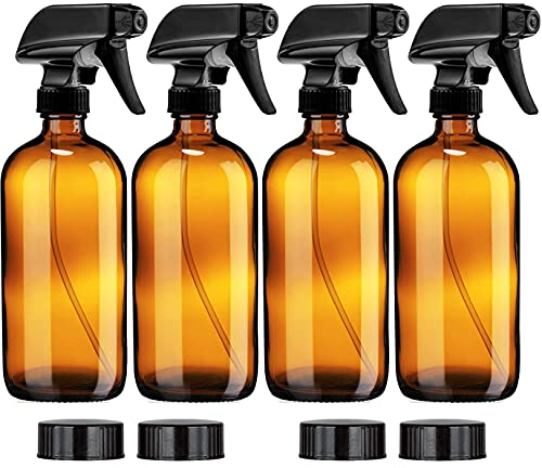 4 x 500ml Flacon Pulvérisateur Vide Flacon Vaporisateur Ambré Bouteille DEau De PulvéRisation Contenant Rechargeable pour Huiles Essentielles AromathéRapie