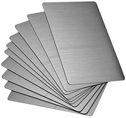sourcing map 10 Stück Leere Metall Karten 80x50x0.4mm Dunkelgrau Metallkarte Edelstahl Platte DIY Lasergravur Rohlinge Tag für Klingelschild Visitenkarten Namensschilder Briefkasten Türschilder