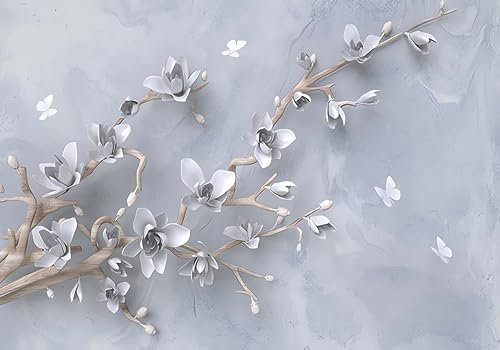 STROXTH WALLPAPER Papier Peint Panoramique Fleur Sur Mesure Paysage Chinois 3d Chambre Adulte Salon Vintage Moderne Relief Orchidée Magnolia Floral Papillon Enfant Fille Poster Geant Mural