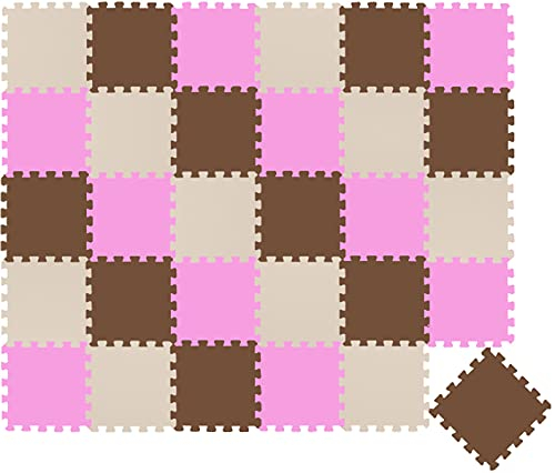 LittleTom 27 Teile Spielmatte Baby Puzzlematte ab Null - 30 x 30 cm Krabbelmatte Bodenmatte Kinder - Puzzle Teppich Kinderzimmer Matte - Outdoor Bodenschutzmatte Spielteppich Eva Schaumstoff Isomatte