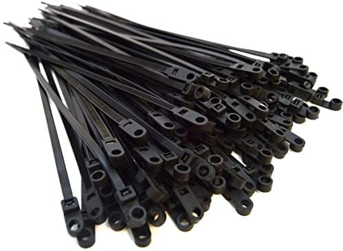 UKCable-Ties 50x Screw Mounted Cable Ties Black Car Chassis Body Zip Tie Fixing (4.8mm x 300mm, Black)