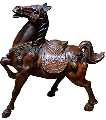 Vintage caballo chino tallado en madera decoración del hogar boj estatua de madera talladas figuras antiguas esculturas decorativas