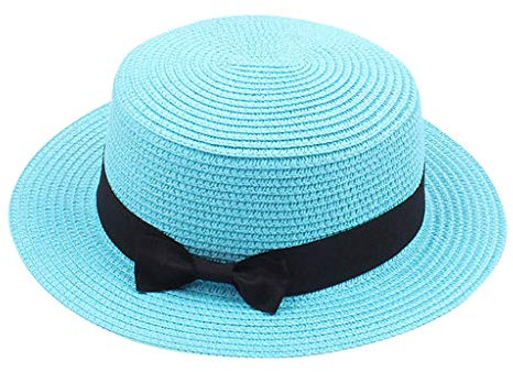 Hanxiulin Chapeau cylindrique rond pour femme - Chapeau de soleil - Chapeau de soleil - Chapeau de plage - Chapeau élégant - Design rétro - Chapeau de paille pour femme et fille - Uni - Vacances de
