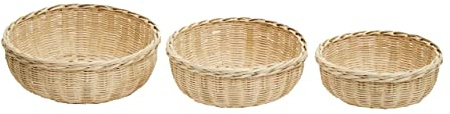 Premier Housewares Set of Three Bamboo Baskets/Hamper Baskets for Gifts/Handwoven Picnic Baskets/Farmhouse Style Picnic Basket/Wicker Basket W26 x D26 x H9cm.