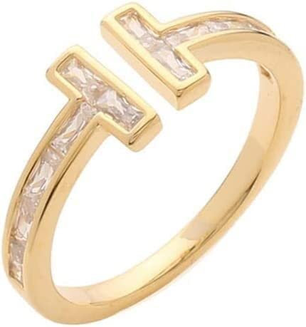 Ring, einfaches geometrisches Nischen-Design Sense Tail Ring Tide Opening Verstellbarer Buchstabe T Netz roter Ring Zeigefinger weiblicher Ring