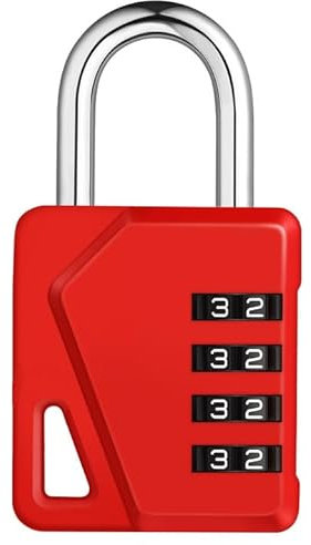 ZHEGE Locker Padlocks with Code, 4 Digit Combination Padlock with DIY Name Tags for Gym Locker, School Locker, Toolbox, Storage Box, Code Padlock Outdoor for Sheds, Fence Gate (Red, 1 Pack)