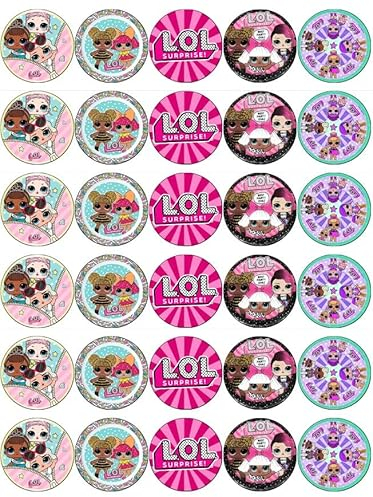 30 LOL Surprise Dolls Cupcake Toppers Edible Wafer Paper Fairy Cake Toppers Birthday Cakes