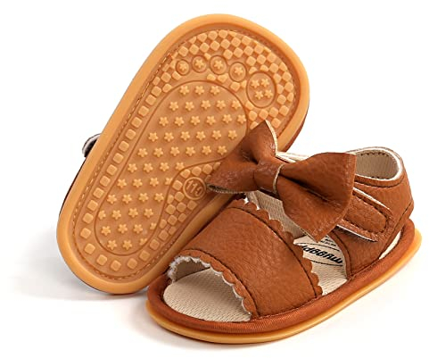 RVROVIC Baby Jungen Mädchen Sandalen Weiche Sohle Sommer Schuhe Leicht Bowknoten Kleinkind Outdoor Walking Schuhe(0-6 Monate,1-Braun)