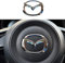 LOERSS Auto Lenkradabdeckungs Dekorationsaufkleber, Für Mazda 3 6 CX-3 CX-5 CX-9, Emblem Logo Rahmen Aufkleber, Innenstyling Modifikationszubehör,Silver