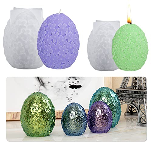 Voyyphixa 2 Stück Blume Eier Kerzenform 3D Ostereier Silikonformen Epoxidharz Egg Resin Molds Seifenform Ei Silikon Harz Gießen Formen für Kerzenherstellung, Seife, Schokolade, Tortendeko (Flower Egg)