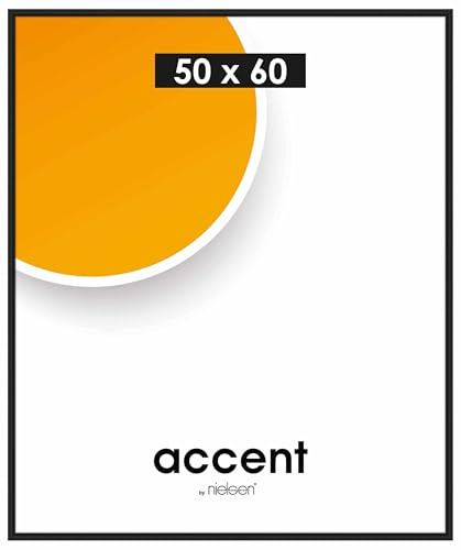 accent by nielsen Kunststoff Bilderrahmen Colorado Uni, 50 x 60 cm, Schwarz | Kunststoff Posterrahmen im Hoch- & Querformat zum Aufhängen Schwarz glänzend Echtglas