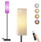 Floor Lamp for Living Room, RGB Light Floor Standing Lamps with Remote & Foot-Switch Control, 2700k-6500k Dimmable Tall Lamp for Reading with Linen Shade, LED Lamp with RGB Light for Bedroom Office