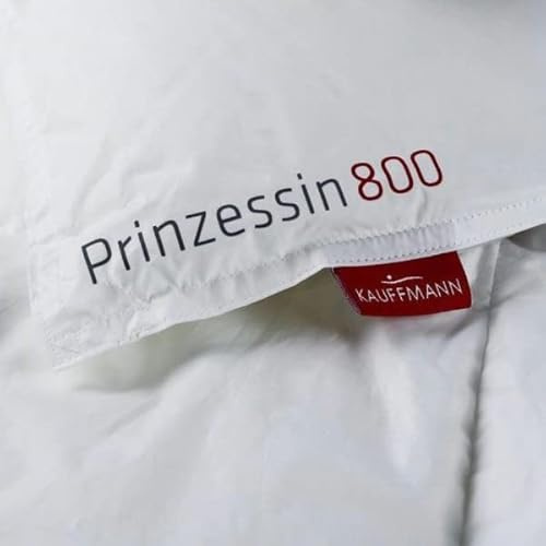 Kauffmann Prinzessin 800 Bettdecke, 100 % weiße Gänsedaunen, Klasse 1, Batist 250, extra fein für Doppelbett 250 x 220 cm (Sommerwärme)
