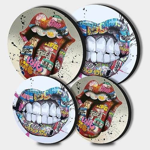 Walarky Banksy Street Art Runde Metall Herdabdeckplatten 4-teilig Herdplatte Herdplatten Herdabdeckungen für Elektroherde Top Brenner Gasherd Backofenschutz Küchenwerkzeuge Zubehör Moderne Kochfeld