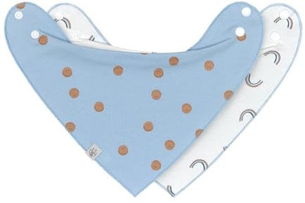 LÄSSIG Baby Lätzchen Halstuch Dreieckstücher Set 2 Stk. Bio-Baumwolle Druckknopf wendbar/Baby Bandana Happy Rascals Smile