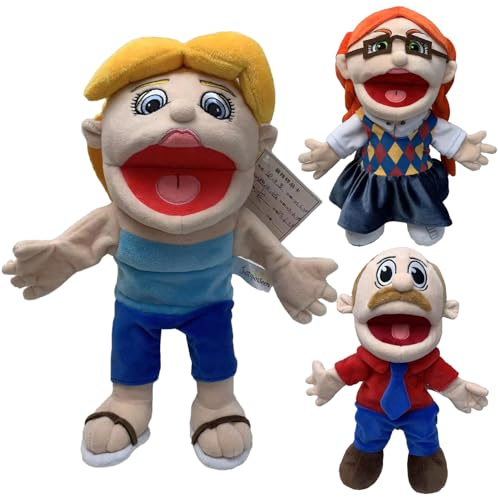 Tanxier Jeffy Puppet Handpuppe für Kinder,Jeffys Klassenkamerad Plüschtier mit funktionierendem Mund,Cartoon Jeffy Puppet Weiches Plüsch Spielzeug Handpuppe für Play House,Geschenk