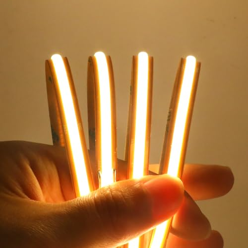 XUNATA COB LED Streifen (Beliebiges Schneiden), 12V 528LEDs/m Superhell Hohe Dichte Flex Selbstklebend COB LED Leiste Lichtband Strip für Innen Festival Party DIY Deko (Warmweiß, 1M)
