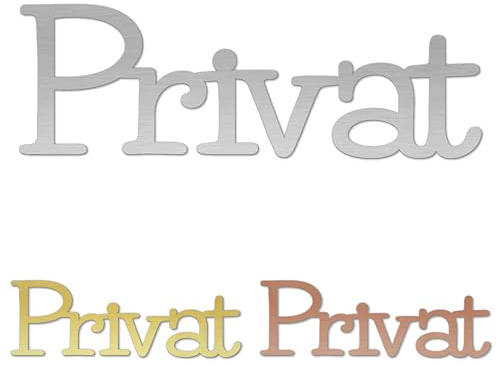 banjado® WC Schild selbstklebend/Graviertes Türschild WC Design Privat 2 / Toilettenschild 24x8cm / WC Aufkleber in Edelstahl Optik/Badezimmer Schild