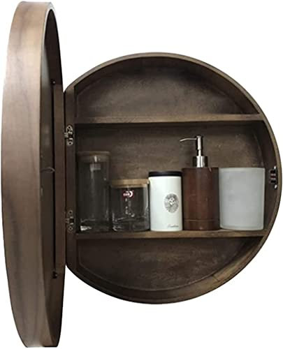 WLCNYL Spiegel 23,6 im Spiegelschränke Runder Badezimmerspiegelschrank 2-in-1-Wandschrank Schminkspiegel Badezimmerspiegel Wand-Medizinschrank, Geschenk, Farben