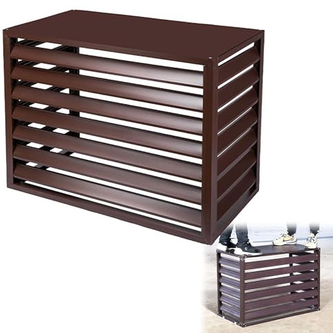 Copri Condizionatore Da Esterno, Copertura Per Climatizzatori In Alluminio Supporto Per Fiori Protezione UV Copertura Di Protezione Per Pompa Di Calore, 3 Colori (Color : Brown)