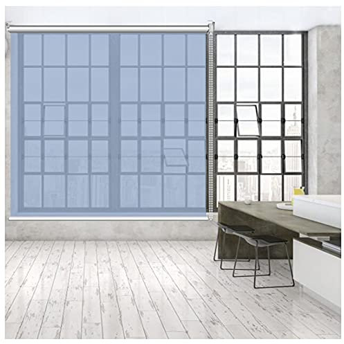 CWCQGH Sonnenschutz-Rollo, Einweg-Spiegel, reflektierend und transparent, wärmeisolierend, blau-silberner Fenster-Rollvorhang, Küche, Wohnzimmer, Büro (140 x 200 cm/55 x 78,7 Zoll)