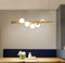 SSNCcNC Pendelleuchte Esstisch Büro Holzlampe Retro/Moderne Design Holz Pendellampe 5 Flammig Glas Kugel Hängeleuchte für Hängelampe Esszimmerlampe Arbeitszimmer Wohnzimmer Kronleuchte G9*5