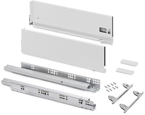 Emuca - Schubladen-Kit für Küche und Bad mit 3D-Regelung, Höhe 178mm, Tiefe 500mm, 60 Kg, sanftes Schließen, Panels nicht enthalten, Stahl, Weiß