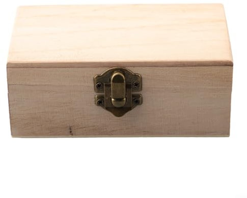 FACULX Caja cuadrada de madera para recuerdos, caja de almacenamiento de madera pálida, caja de almacenamiento cuadrada con bisagras, caja de regalo para manualidades, joyero, almacenamiento en el