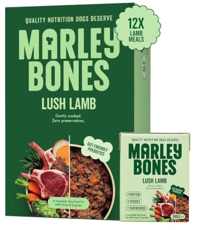 Marleybones Lamb Wet Dog Food Pouches 390g x 12 | Pantry Fresh® & Made from Real Ingredients | Grain Free Dog Food | No Artificial Additives | Suitable for All Life Stages - Puppy, Adult, & Senior