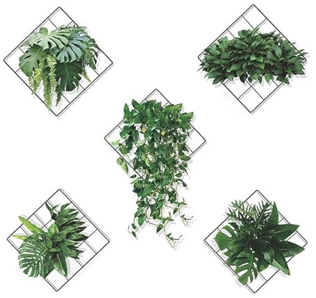 Yudobliss 5 Pièces Stickers Muraux Plantes Vertes 3D, Botanique, PVC, Naturel, Mur, 30 x 30 x 0,4 cm