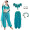 bi bi hou Damen Prinzessin Jasmin Kostüm mit Zubehör Prinzessin Aladdin Kostüm Arabische Prinzessin Verkleidung Bauchtanz Outfit Halloween Karneval Party Bühnenauftritt Kostüm für Erwachsene