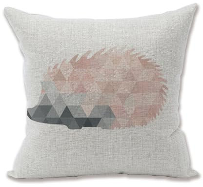 Kissenbezug 40X40 Rosa Igel Kissenhülle Leinen Kissenbezüge Sofakissen Dekokissen Deko Kissenhüllen Wohnzimmer,Outdoor Kissen Mit Reißverschluss